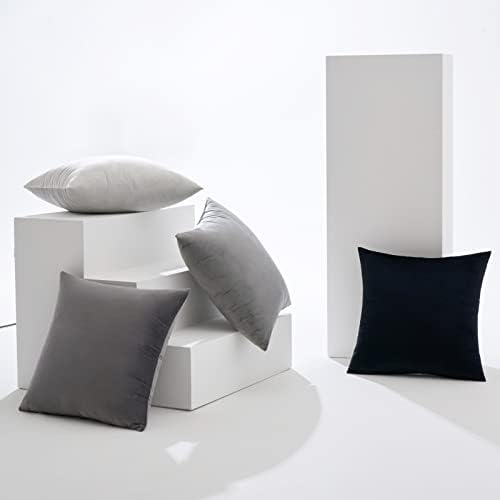 MIULEE Set of 4 Velvet Cushion Covers Soft Decorative Square Throw Pillow Cover Luxury Pillowcases for Livingroom Sofa Bedroom with Invisible Zipper 45cm x 45cm,18x18 Inches Cool Series