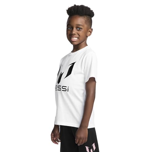 Image of Messi Boys' Lifestyle Short Sleeve T-Shirt, Slim-fit Graphic Tee, Cotton Blend Fabric