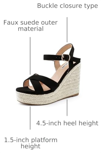 Image of JOY IN LOVE Womens Espadrilles Wedge Sandals Platform Heels Ankle Strap Open Toe Buckle Sandals