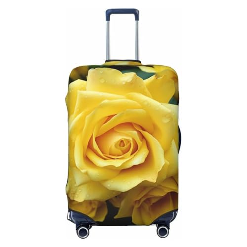 Travel Luggage Cover Fashion Suitcase Protector Graceful Yellow Rose Flower Spandex Baggage Covers Washable Suitcase Covers Anti-Scratch Luggage Cover Protectors Fits 18-32 Inch Suitcases X-Large