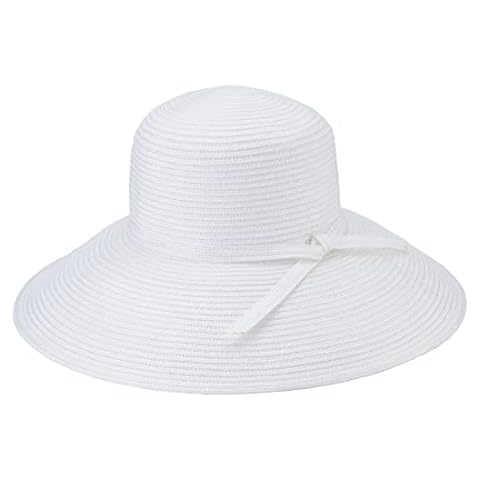 San Diego Hat Company Women’s Braided Sun Hat with Self-Tie Band, 5-Inch Brim, White, One Size Cover