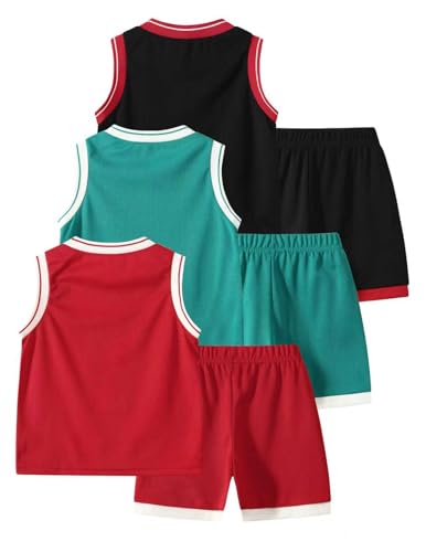 Image of Boys' Active Shorts Set 6 Pieces Athletic Jersey Tank Top and Basketball Shorts Set 4-12Y