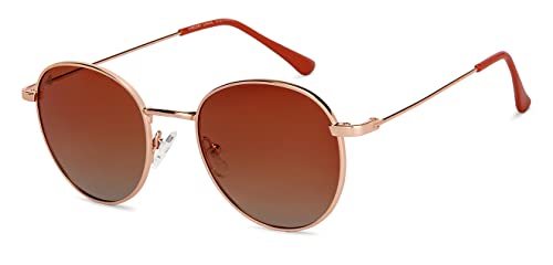 Image of Vincent Chase By Lenskart | Gold Brown Full Rim Round | Polarized and 100% UV Protected | Men & Women | Medium | VC S13137