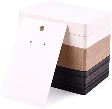 TUPARKA Earring Display Card 120 PCS Earring Card Holder Blank Kraft Paper Tags with Self-Seal Bags for DIY Ear Studs and Earrings in Black, Brown, and White (6x9CM)