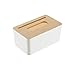 Produktbild BESTonZON Tissue Box mit Handyhalter und Holzdeckel Rechteck Kleenexbox Kosmetiktücherbox Taschentuchbox Kunststoff für Kosmetiktuch Taschentuch Papiertuch Zuhause/Büro/Auto (weiß)