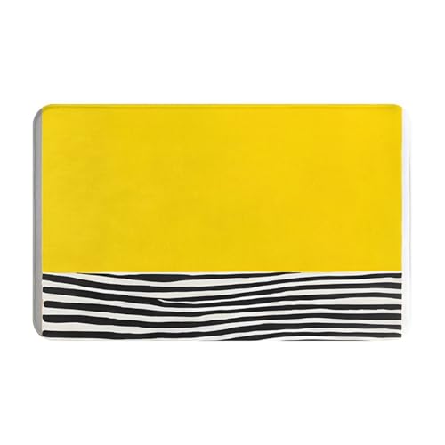 Mustard Yellow and Black Print Print Living Room Bathroom Kitchen Anti Slip and Absorbent Carpet, Indoor Entrance Door Muddy Floor Mat, Ultra Soft Washable Carpet 21x31.5 Inches