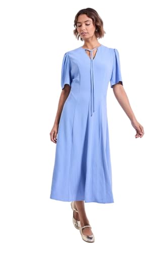 Image of Dorothy Perkins Tie Front Seam Detail Midi Dress, 16, Blue