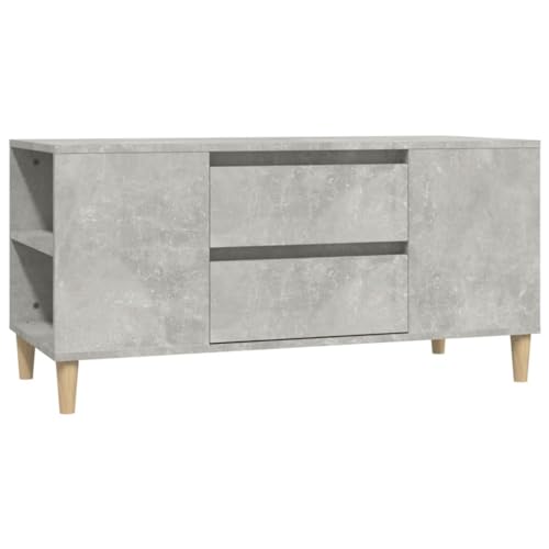 QZZCED Credenza per TV, mobile per TV, tavolo TV, grigio cemento, 102 x 44,5 x 50 cm, materiale in legno per soggiorno, camera da letto, dispositivo di intrattenimento