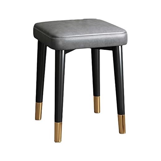 Balama Hocker Metall Schwarz & Grau & Gold stapelbar gepolstert 45 x 31 x 31cm mit verstellbarem Bodengleiter und robustem Kunstleder
