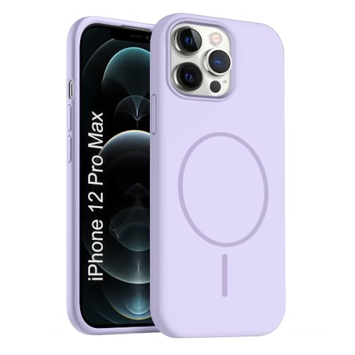 Image of iPhone 12 Pro Max Silicone Magsafe Case | Shock Proof Design & Camera Protection | Premium Rubberised Apple iPhone 12 Pro Max Cover (Microfiber Lining) | Magnetic Liquid Silicone - Purple
