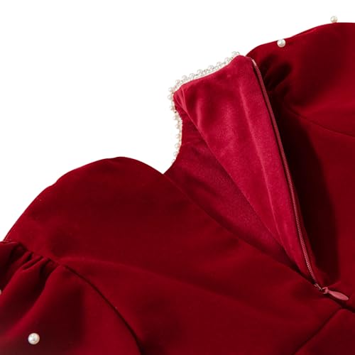 famuka Baby Toddler Girl Red Dress Long Sleeve Princess Dress4