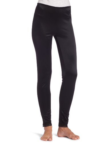 Cuddl Duds Women's Softwear Lace Edge Long Pant,Black,Small