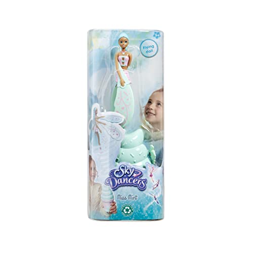 Sky Dancers: Miss Mint | Pull the Cord and Watch as She Makes a Dazzling Dance Through Mid-Air! | Flying Doll Toy | No Batteries Required | Gift For Ages 5+