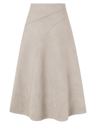 Kate Kasin 2025 Women's Suede Skirts, High Waist A-Line Skirt,