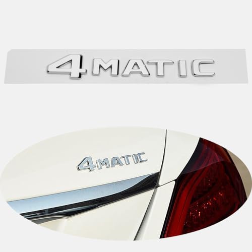 Image of 4-Matic Emblem 3D ABS Trunk Logo Badge Decoration Gift (Chrome Silver) Compatible for Mer-CED-ES-Be-nz Accessories (A1)