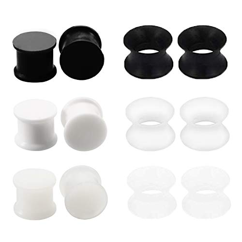 Mayhoop 6 Paires Piercing d'oreille Plugs Tunnels Silicone Ecarteur d'oreille Expandeur Gauge Bijoux de Piercing 12mm Cover