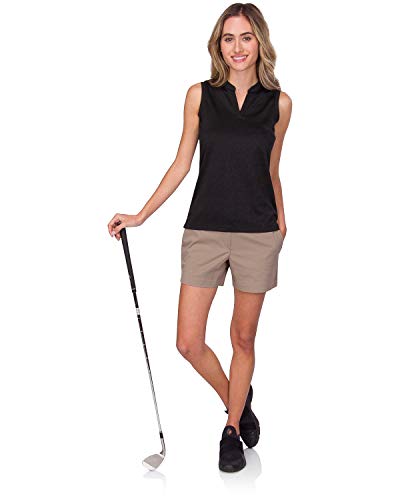 Image of Three Sixty Six Womens Quick Dry Polo Shirt - Sleeveless and Collarless Golf Shirts w / 4-Way Stretch Fabric and UV Protection