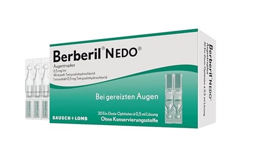 Berberil N EDO - Augentropfen bei gereizten und geröteten Augen - Augentropfen gegen rote Augen - abschwellende Wirkung - ohne Konservierungsstoffe - Einzeldosen (30 x 0 5 ml)
