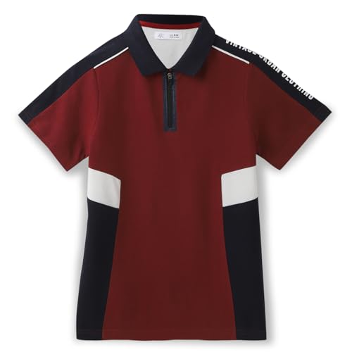 Image of Alan Jones Clothing Boys Cotton Blend Regular Fit Colorblock Polo T-Shirt