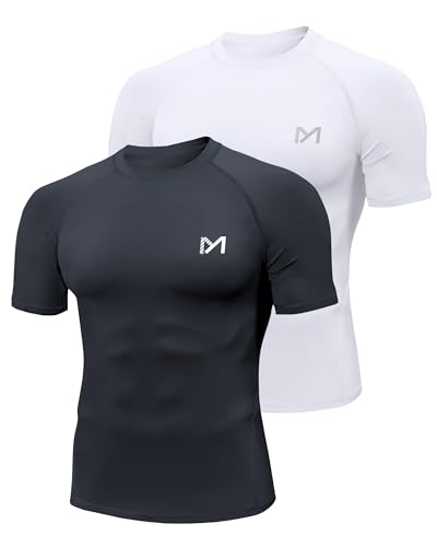 MEETYOO Lot de 2 ou 3–Maillot de Compression Homme,T-Shirt Technique Homme–Respirant, évacue l'humidité,séchage Rapide,idéal pour Le Sport,la Natation...