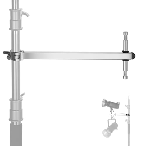 Image of NEEWER Offset Arm with Clamp & Dual 5 /8 inch Baby Pins for LED Video Light Studio Flash, 1.5ft /46cm Stainless Steel Boom Grip Arm for o1.2-1.4 inch Center Column Photography Light Stand, Max Load 22lb, UA038