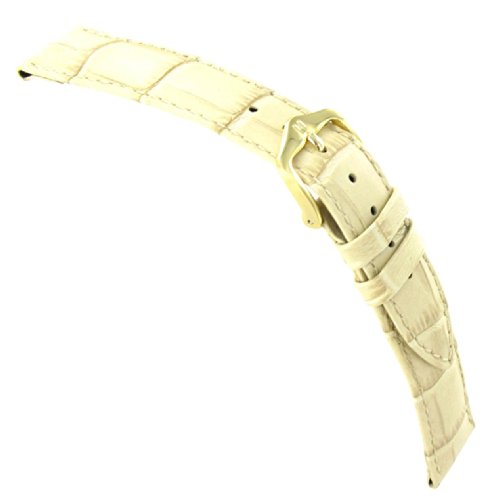 Hirsch Duke Alligator Grain Calf Leather Watch Strap - Beige Band/Silver Buckle - L - 20Mm #TOP9