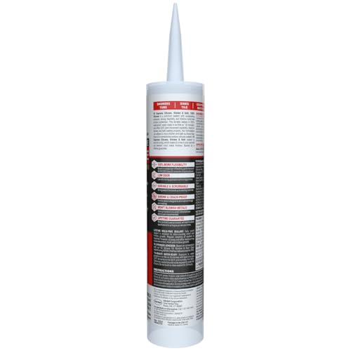Image of GE Supreme Silicone Caulk for Kitchen & Bathroom, Clear, 10 fl oz Cartridge, 1 Pack - 100% Waterproof Silicone Sealant, 7X Stronger Adhesion, Shrink & Crack Proof