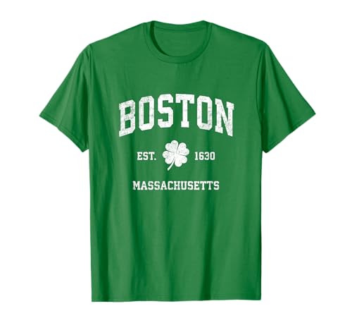 Boston Massachusetts Vintage Shamrock Sports T-Shirt