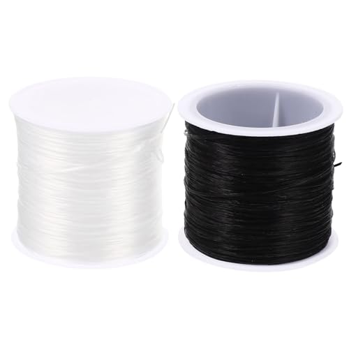 Hemobllo 4 Rollos Cordón Elástico para Pulseras Blanco y Negro Cuerda para Hacer Joyas y Extensiones Micro Ring DIY Accesorios Manualidades