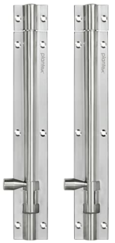 Image of Plantex Stainless Steel Tower Bolt /Tower Bolt for Home,Offices Doors and Windows /Tower Bolt for Main Door /Door Latch /Kundi /Chitakini /Door Latch for Windows - Pack of 2 (Matt Finish, 8 inch)