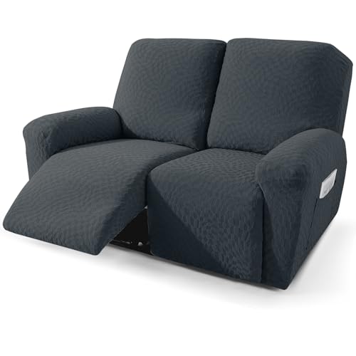 Image of 2026 Loveseat Recliner Cover 4-Piece (48 inch-66 inch) Super Soft Recliner Loveseat Covers with Big Pocket & Anti Slip Ties Stay in Place, Lazy Boy Reclining Love Seat Slipcover Durable Washable, Dark Grey