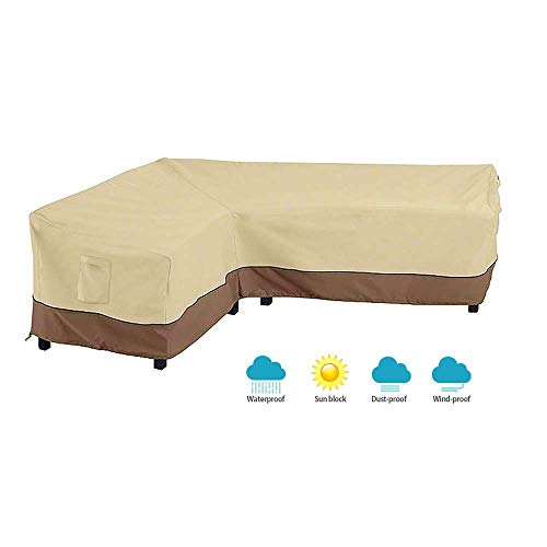 willkey L Shape Furniture Cover 210D Waterproof Dustproof Garden Patio Sofa Rattan Protector With Storage Bag for Moving (Right Facing)