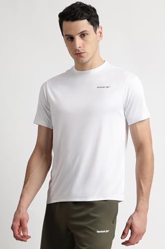 Image of Reebok Men's Polyester Gym T-Shirt - Moisture Wicking Sports T-Shirt for Men | Workout Running Training Tshirt for Men | Half Sleeve Active Tee