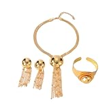 LifflyLadys Long Necklaces for Women Jewelry Set Imitation Chunky Gold Necklace Earrings Round Pendant Gold Necklace for Women Accessories Wedding Jewelry for Brides Bridesmaids