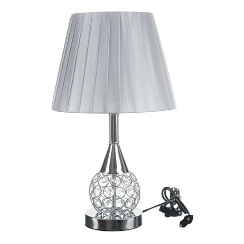 Abajur Luminaria Decorativo Quarto Sala Criado Mudo Cristal Com Led 42cm (PRATA)