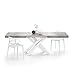 Mobili Fiver, Tavolo Allungabile Emma 160, Grigio Cemento con Gambe Incrociate Bianche, Nobilitato/Ferro, Made in Italy