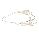 ifundom Collar de Hombro Multicapa de Metal Dorado Borlas, Cadena Corporal Punk Ajustable para Mujer, Joyería Llamativa para Fiestas y Ocasiones Obsequios