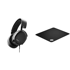 SteelSeries Arctis 3 (All-Platform Gaming Headset) schwarz & QcK+ – Gaming-Mauspad – 450mm x 400mm x 2mm – Stoff…