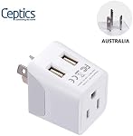 Ceptics 2 USB Australia Travel Adapter 4 in 1 Power Plug (Type I) - Universal Socket