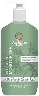 Australian Gold After Sun Moisturizing Lotion with Hemp Seed Oil, Enriched with Caffeine, Vitamin Blend, Dye Free, Vegan & PETA Approved, 16 Ounces