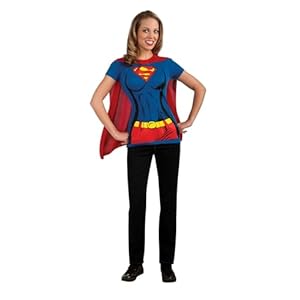 Rubies DC Comics Superheroes: Supergirl Costume T-Shirt With Cape for Adults, Women’s Large