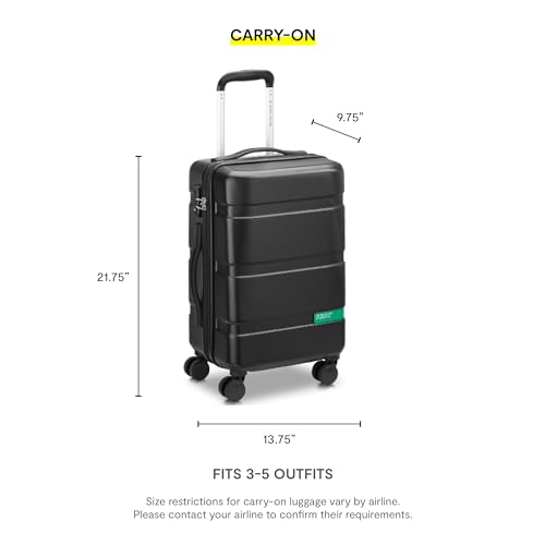 United Colors of Benetton Now Hardside Luggage with Spinner Wheels, Light Blue, 2 Piece Set 19/27 Inch3