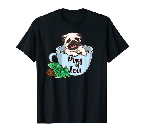 Pug Of Tea Funny Pug Dentro De Una Taza De Té Pun Dog Lover Camiseta