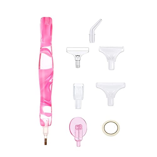 1pc Stylo diamant livré avec 7 forets diamantés,Broderie diamant accessoires,Diamont.painting,Crayon diamond painting,Pour adultes enfants débutants peinture au diamant broderie et nail art(Rose) Cover