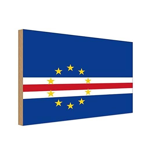vianmo Cartel de madera 12x18 cm Kap Verde Flag of Cape Verde Deco Regalo Madera Letrero