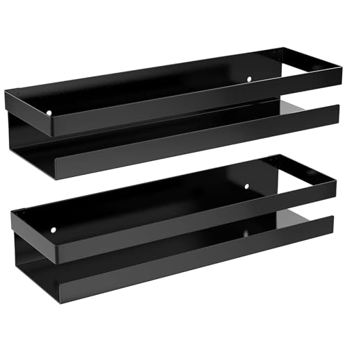 Image of iSTAR Metal Multi-Purpose Black Wall Mount Small Floating Shelf Wall Mounted Storage Shelves for Kitchen, Bathroom, Bedroom, Office (Pack of 2)