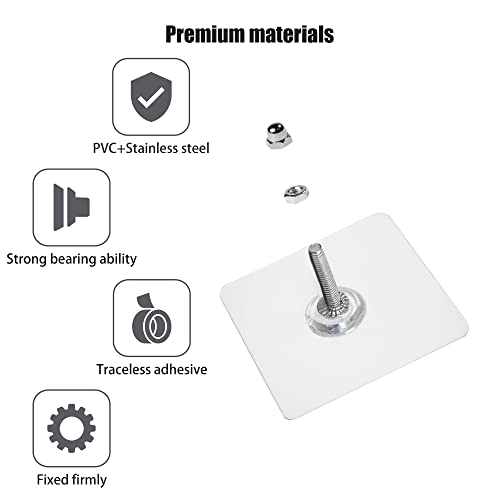 Self Adhesive Screw Set,No Drilling Wall Hanging Tool,Traceless Sticker Hook,Easy Mounted Back Glue Hanger,Strong Bearing/Nail Free/Stainless Steel/Heavy Duty/Waterproof/Seamless/Reusable(18Pcs) #TOP1