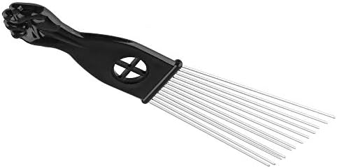 Chrontier 3PCS Afro Hair Styling Pick Comb Set Straight Fan Shaped Metal Teeth Pik Lift Fist Punch Handle Men Women Detangle Volume African American Braid Wig Curl Hair Thick Beard Barber Magic Tool