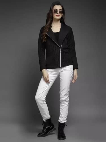 Image of Tandul Black Full Sleeve Solid Jacket for women Stylish Winter Wear Round Neck Jacket for Women & Girls, Zip closer