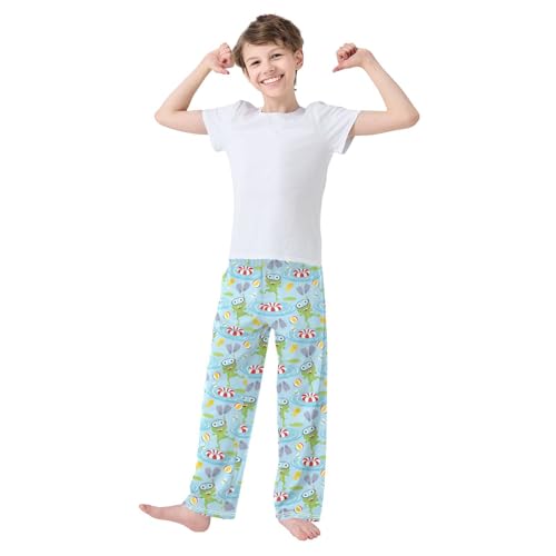 ZZXXB Lovely Frog Diving Boys Long Pants Soft Trousers Elastic Waist Kids Lounge Bottoms with Pockets S-XL2